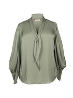Плюс размер Атласная блузка с шарфом Mia Mayes NYC, оливковый