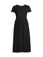 Плиссированное платье-миди с короткими рукавами MICHAEL Michael Kors, черный