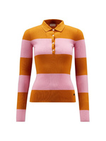 2 Moncler 1952 Шерстяной свитер-поло с длинными рукавами и вязанием в рубчик Moncler, оранжевый