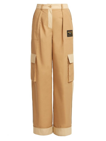 Широкие брюки карго с цветными блоками Moschino, бежевый