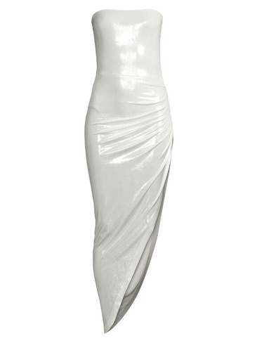 Асимметричное платье без бретелек из ткани ламе Norma Kamali