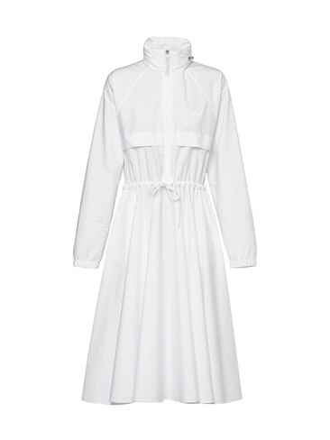 Платье из поплина с капюшоном Prada, белый