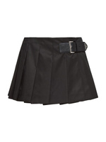 Плиссированная мини-юбка из повторного нейлона Prada, черный