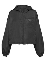 Укороченная куртка из повторного нейлона Prada, черный