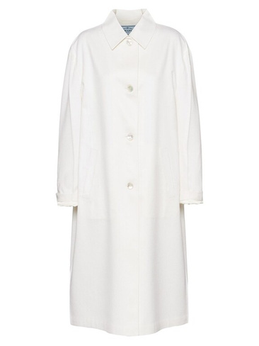 Однобортное кашемировое пальто Prada, белый