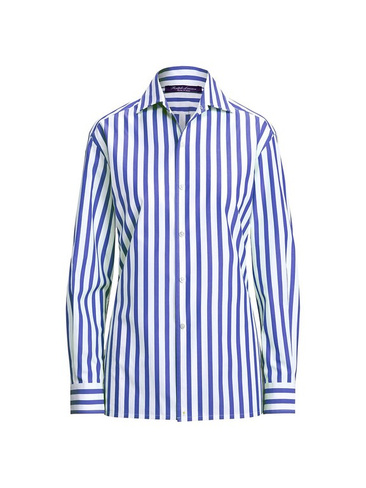 Полосатая рубашка капри на пуговицах Ralph Lauren Collection, белый