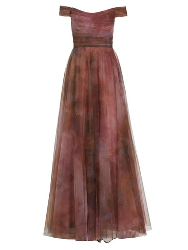 Платье из тюля с открытыми плечами Rene Ruiz Collection, розовый