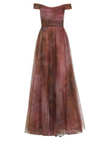 Платье из тюля с открытыми плечами Rene Ruiz Collection, розовый