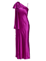 Пурпурное шелковое атласное платье с одним плечом и бантом Rodarte, фиолетовый