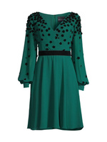 Бархатное платье с флокированной отделкой Shani, зеленый