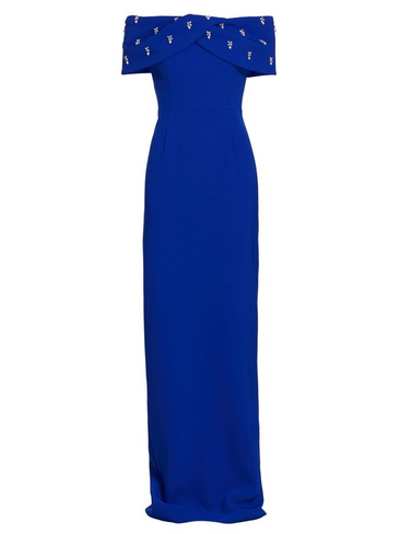 Платье-колонна с искусственным жемчугом Teri Jon by Rickie Freeman, синий