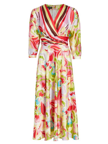 Коктейльное платье с V-образным вырезом и цветочным принтом Teri Jon by Rickie Freeman, разноцветный