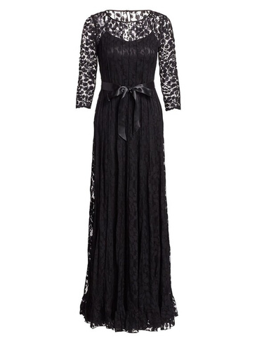 Кружевное платье с защипами Teri Jon by Rickie Freeman, черный