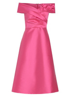 Коктейльное платье с открытыми плечами и аппликацией роз Teri Jon by Rickie Freeman, розовый
