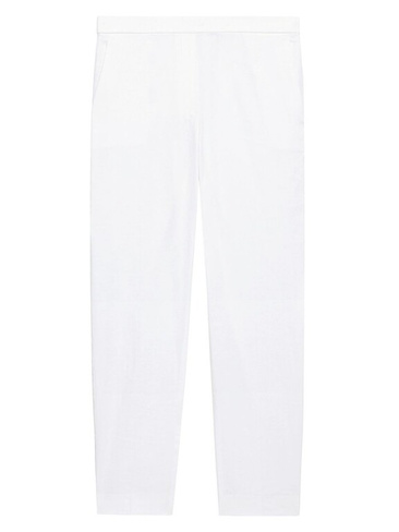 Укороченные льняные брюки скинни Treeca Theory, белый