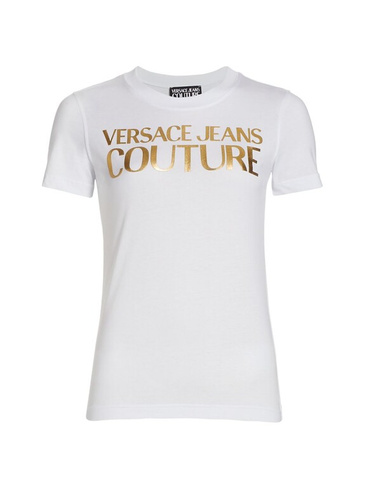 Хлопковая футболка с логотипом Institutional Versace Jeans Couture, золотой