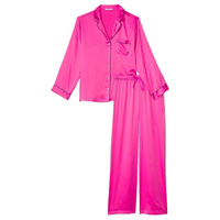 Пижама Victoria's Secret Satin Long, ярко-розовый