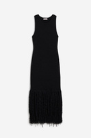 Платье H&M Fringe-trimmed Knit, черный