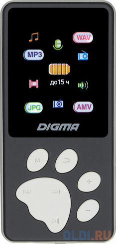 1132617 Плеер Hi-Fi Flash Digma S4 8Gb черный/серый/1.8"/FM/microSDHC