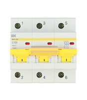 Автоматический выключатель IEK Karat ВА 47-100 3P 100А тип C 10 кА 400 В на DIN-рейку (MVA40-3-100-C)