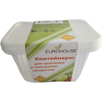 Контейнеры для хранения и заморозки продуктов EUROHOUSE 1.5 л, 5 шт. 15900