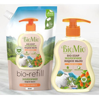BioMio Набор жидкого мыла с маслом абрикоса Bio Soap + Bio Soap Refill, 800 мл