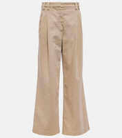 Хлопковые брюки широкого кроя со складками BRUNELLO CUCINELLI, бежевый