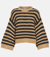 Полосатый свитер из шерсти, кашемира и шелка BRUNELLO CUCINELLI, коричневый
