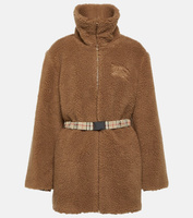 Пальто с вышивкой из смесовой шерсти BURBERRY, коричневый