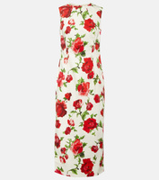 Платье миди из смесового хлопка с цветочным принтом CAROLINA HERRERA, разноцветный