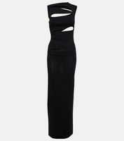 Платье миди со вставками из трикотажа в рубчик с вырезами CHRISTOPHER ESBER, черный