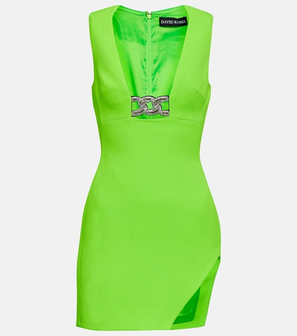 Украшенное асимметричное мини-платье DAVID KOMA, зеленый