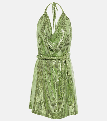 Мини-платье с пайетками и вырезом халтер DODO BAR OR, зеленый