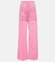 Широкие кружевные брюки с высокой посадкой DOLCE&GABBANA, розовый
