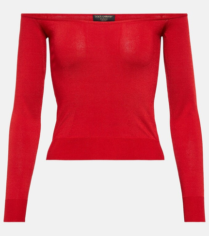 Укороченный свитер Portofino с открытыми плечами DOLCE&GABBANA, красный
