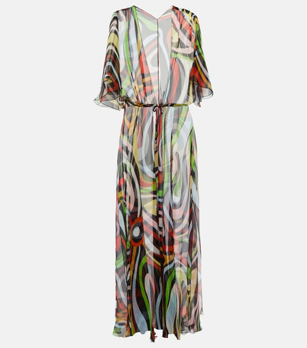 Шелковое пляжное платье с принтом PUCCI, разноцветный