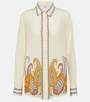 Шелковая блузка с узором пейсли ETRO, белый