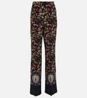 Шелковые брюки с принтом и высокой посадкой ETRO, разноцветный