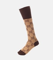 Носки с узором GG из эластичного хлопка Gucci, коричневый