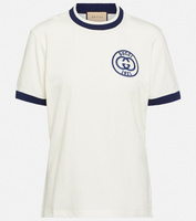 Хлопковая футболка с вышитым логотипом GUCCI, белый