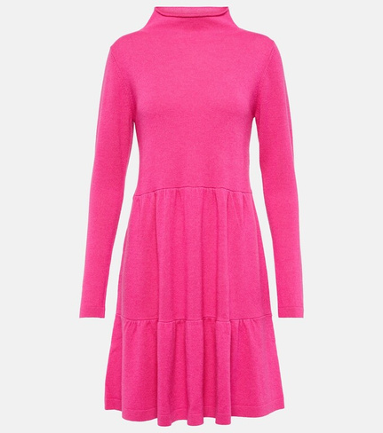 Мини-платье из шерсти и кашемира с воротником под горло JARDIN DES ORANGERS, розовый