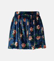Бархатная мини-юбка с цветочным принтом KENZO, синий