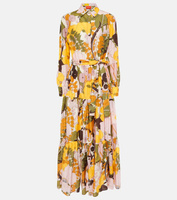 Платье миди Casanova из хлопка и шелка с цветочным принтом LA DOUBLEJ, разноцветный