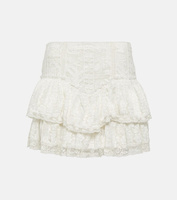 Многоуровневая кружевная мини-юбка Antila LOVESHACKFANCY, белый