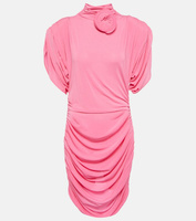 Мини-платье из джерси с аппликацией роз и сборками MAGDA BUTRYM, розовый
