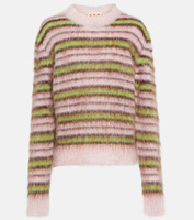 Полосатый свитер из смесового мохера MARNI, розовый