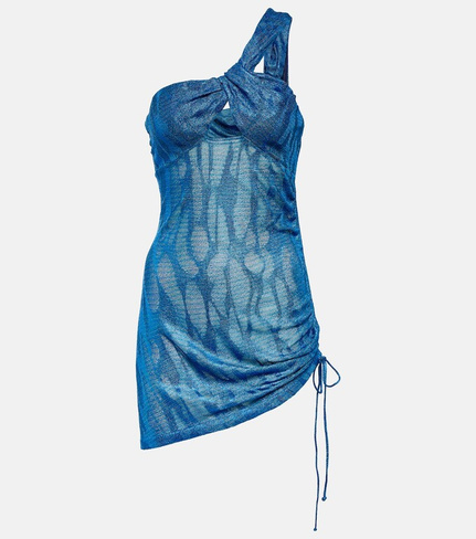 Жаккардовое пляжное платье на одно плечо Missoni, синий