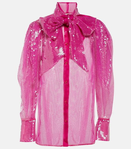 Прозрачная блузка с пайетками NINA RICCI, розовый