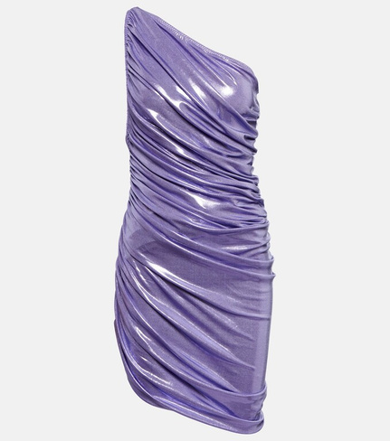 Платье миди Diana на одно плечо из ткани ламе NORMA KAMALI, фиолетовый