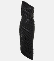 Платье миди из ткани ламе на одно плечо NORMA KAMALI, черный